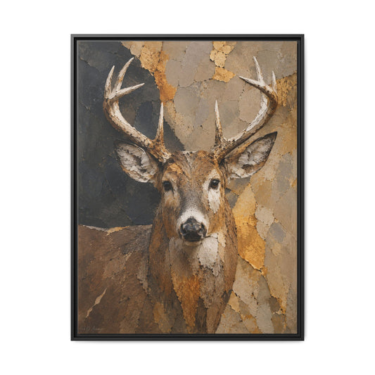 Woodland Buck Abstract Framed Canvas Print by WildLenz