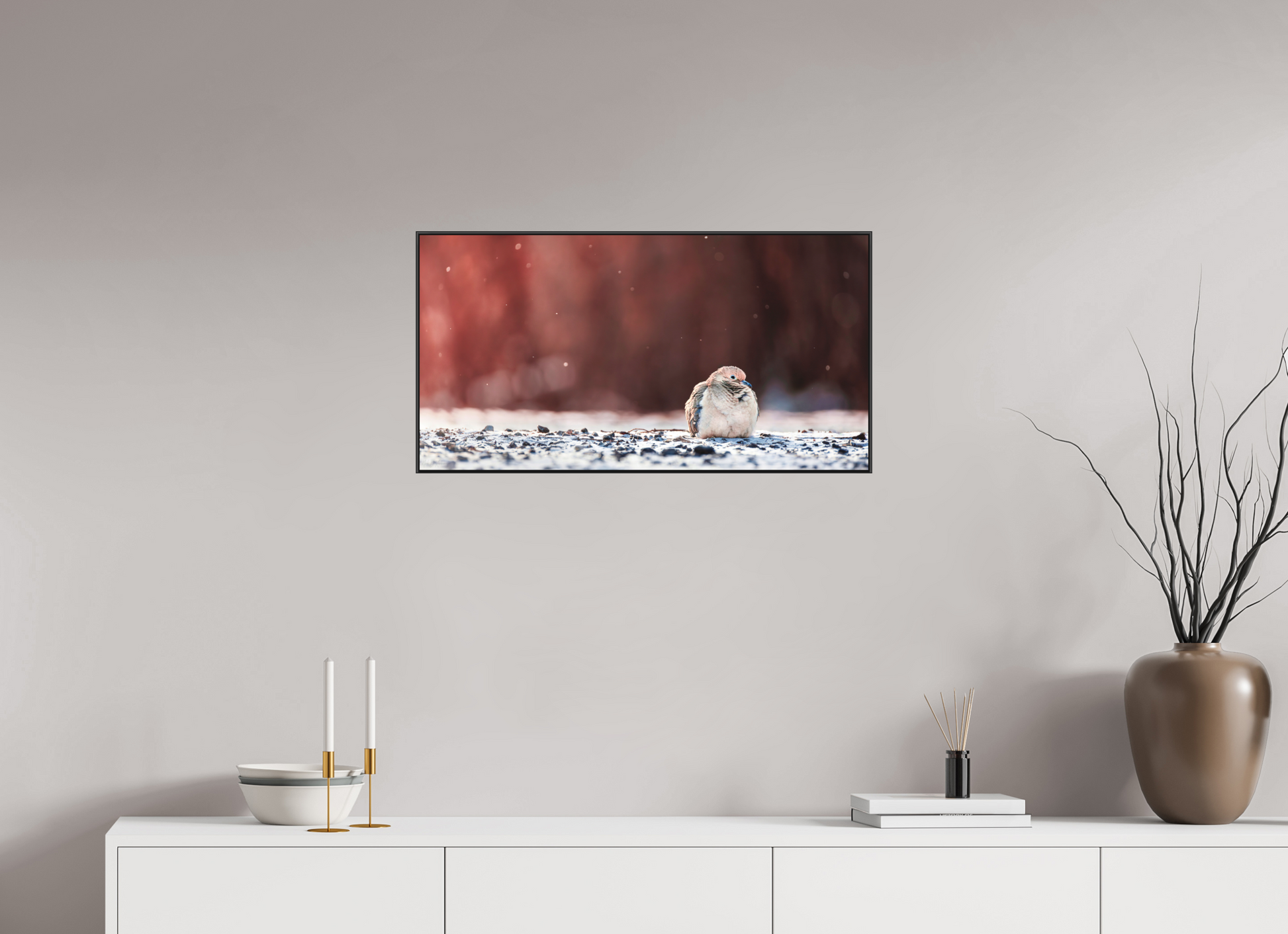 76.4 x 40 cm, Photo Print Under Acrylic Glass 2mm, Matte, Aluminum ArtBox, 25mm (Black) Dove | Acrylic Glass Fine Art Print