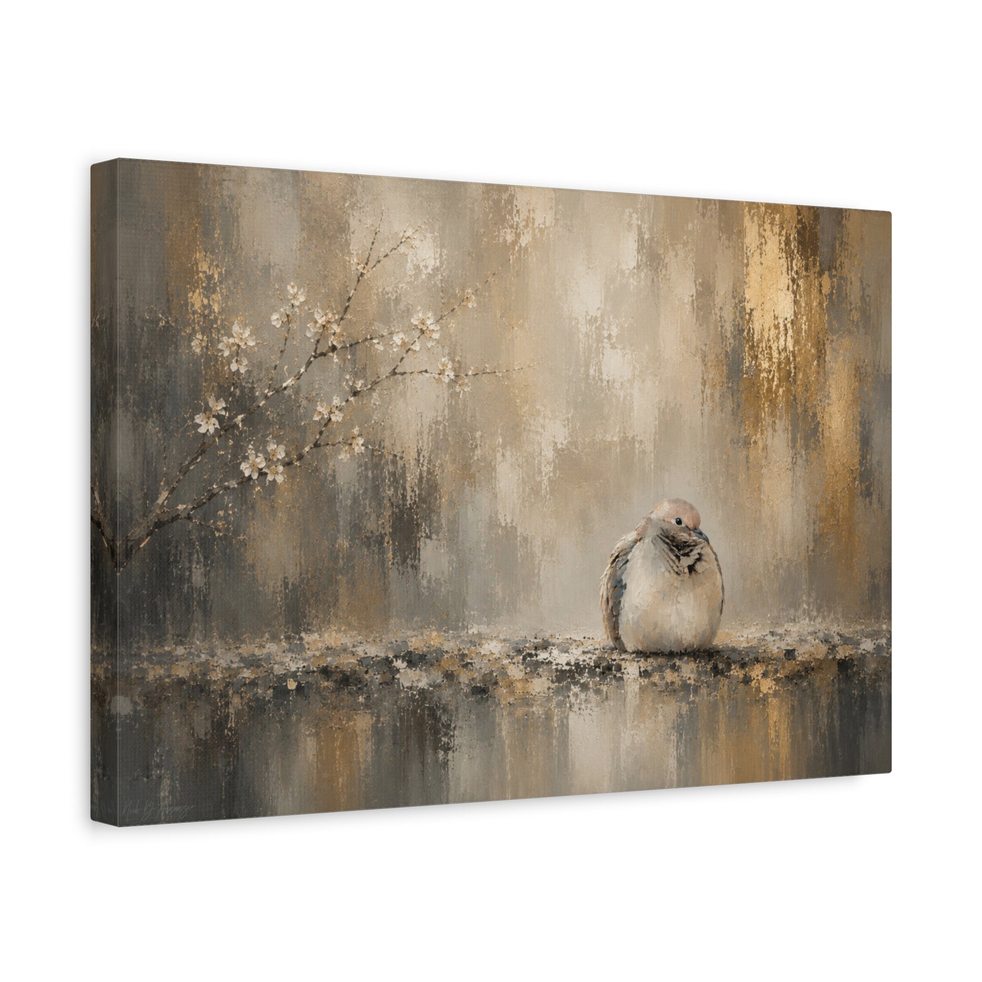 Soft neutral abstract dove canvas wall art by WildLenz