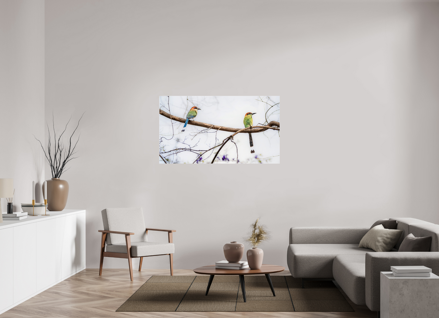 144 x 81 cm, Photo Print Under Acrylic Glass 4 mm, Glossy Twin Motmots | Acrylic Glass Fine Art Print