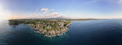 panoramic aerial view of coastal puerto escondido